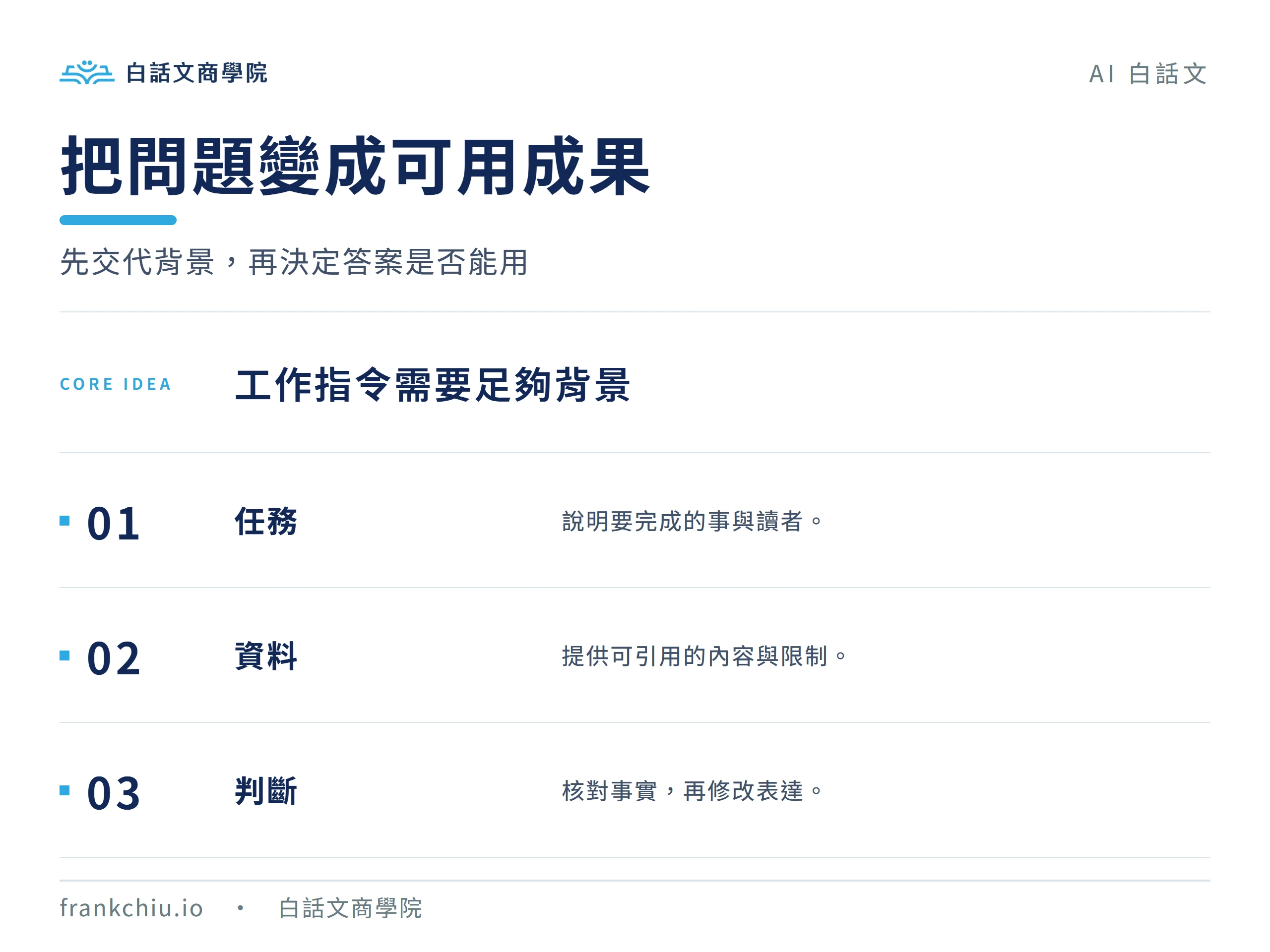 把問題變成可用成果