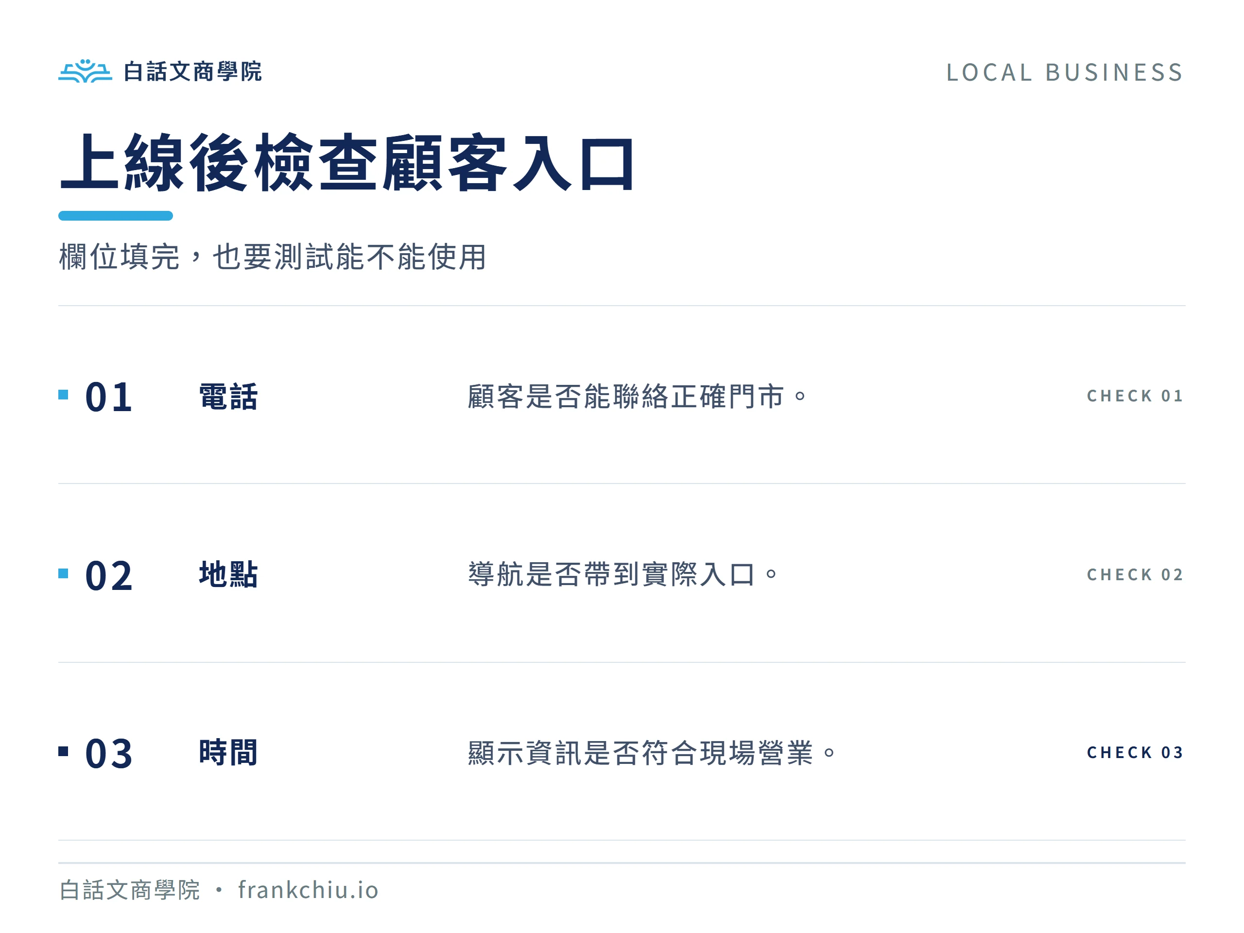 上線後檢查顧客入口：欄位填完，也要測試能不能使用