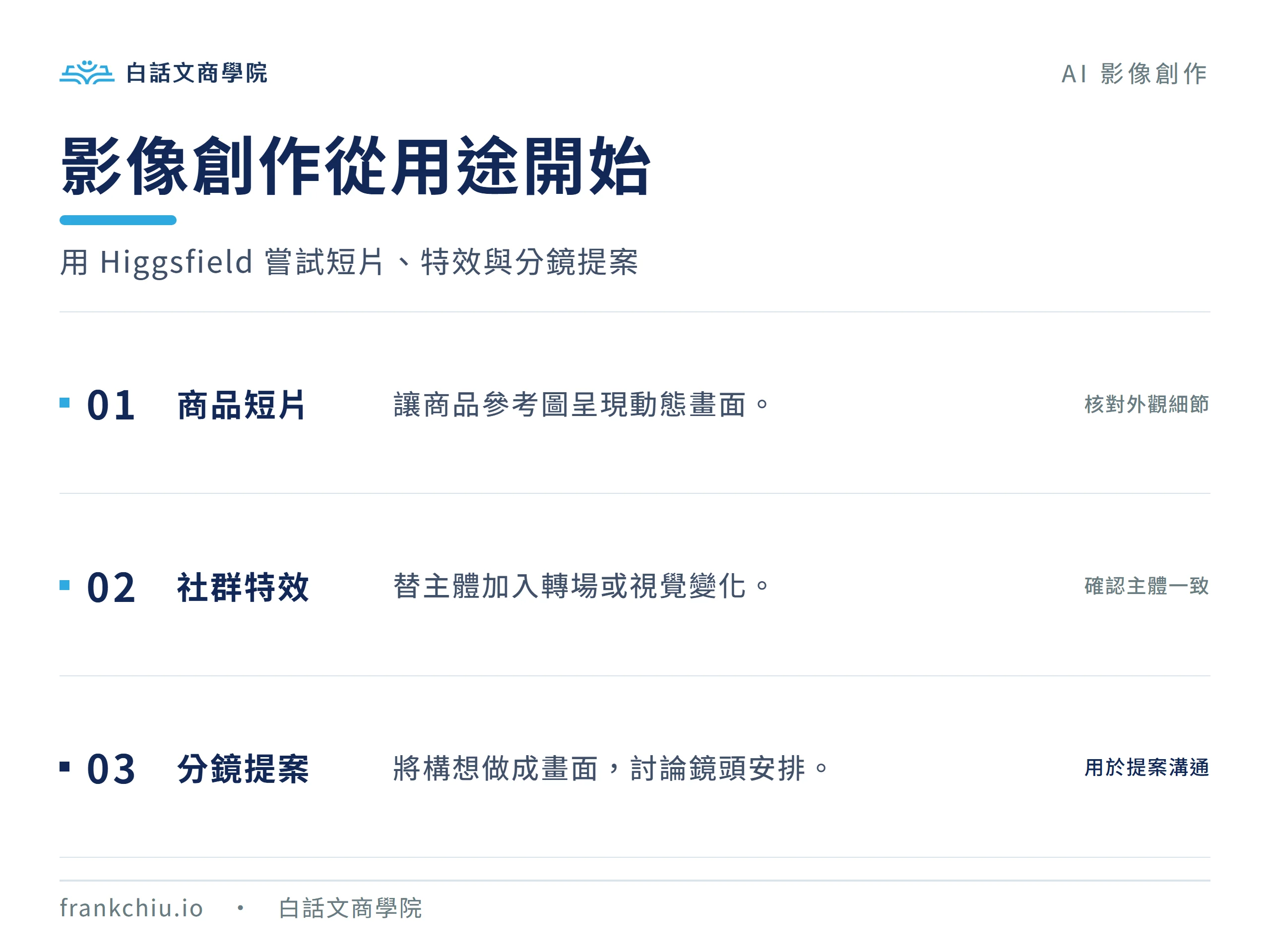影像創作從用途開始:用 Higgsfield 嘗試短片、特效與分鏡提案