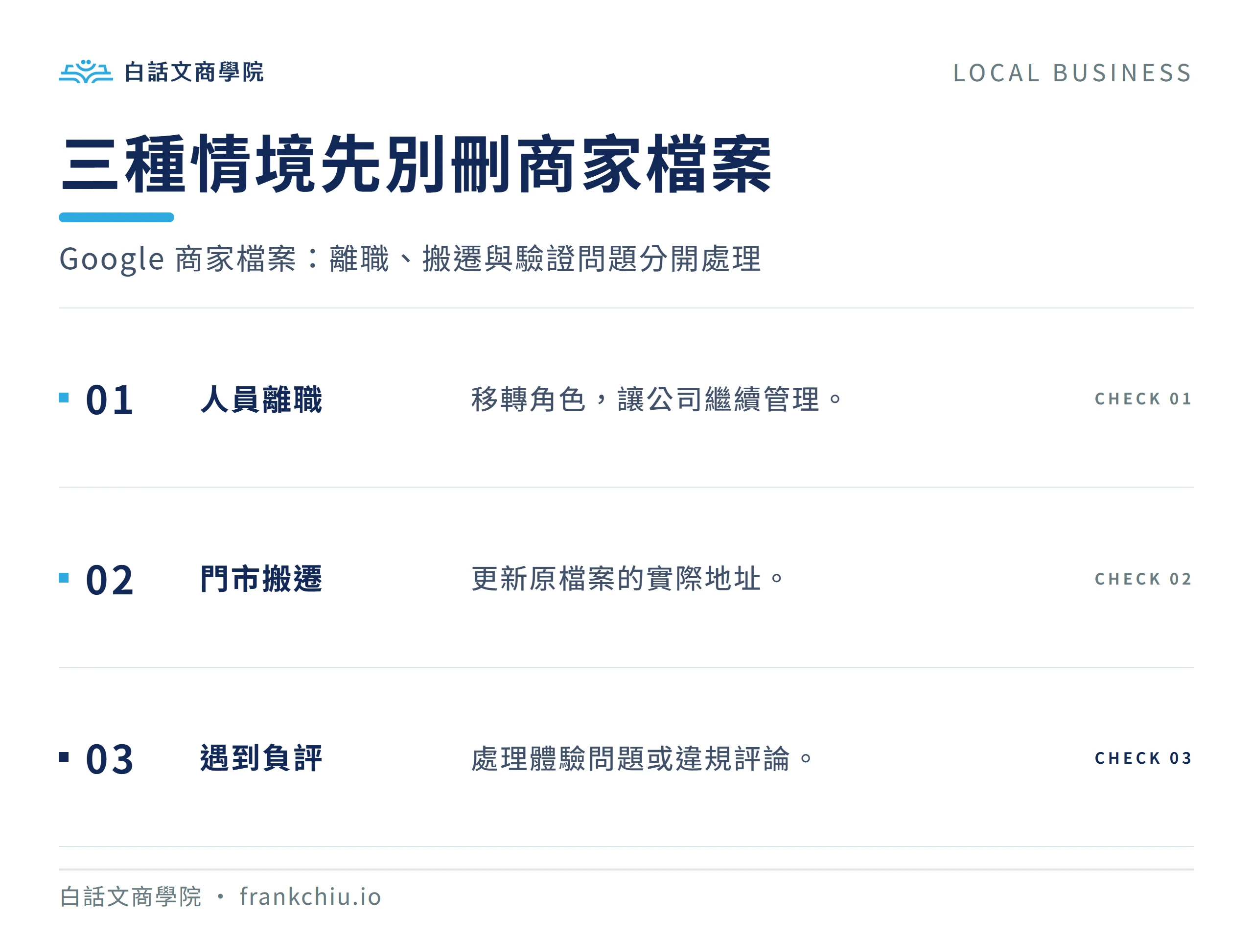 三種情境先別刪商家檔案:Google 商家檔案:離職、搬遷與驗證問題分開處理